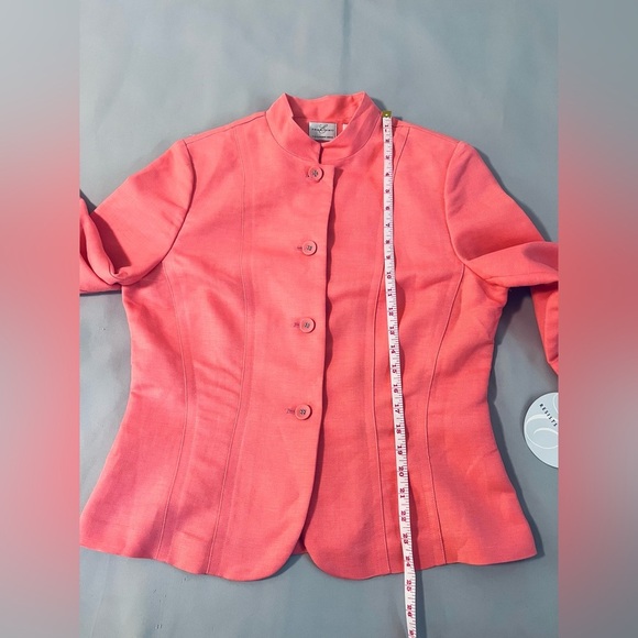Emma James Blazer Sz 10 Orange Linen Blend Lightweight 3/4 Sleeve - Picture 4 of 7